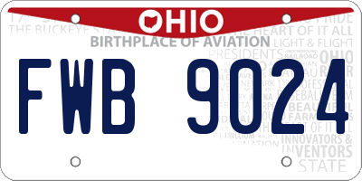 OH license plate FWB9024