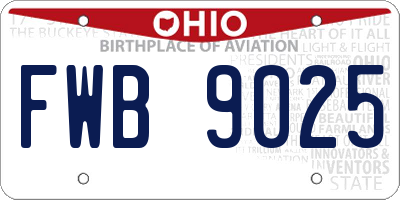 OH license plate FWB9025