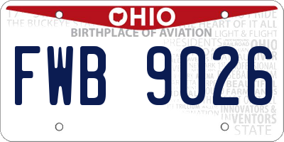 OH license plate FWB9026