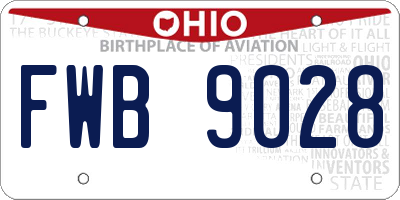 OH license plate FWB9028