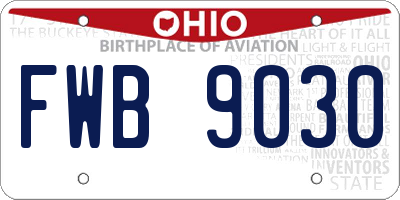 OH license plate FWB9030