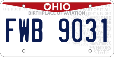 OH license plate FWB9031