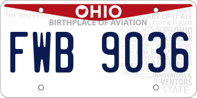 OH license plate FWB9036