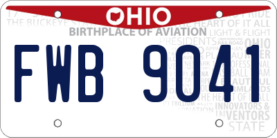 OH license plate FWB9041