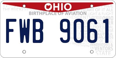 OH license plate FWB9061
