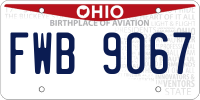 OH license plate FWB9067