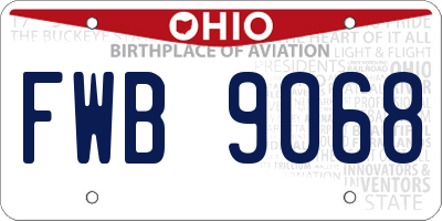 OH license plate FWB9068
