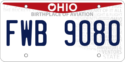 OH license plate FWB9080