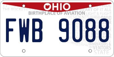 OH license plate FWB9088
