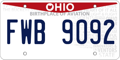 OH license plate FWB9092