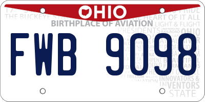 OH license plate FWB9098