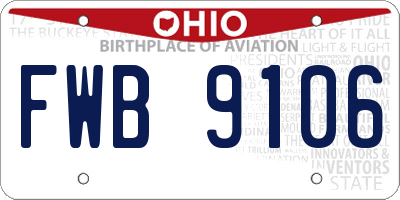 OH license plate FWB9106