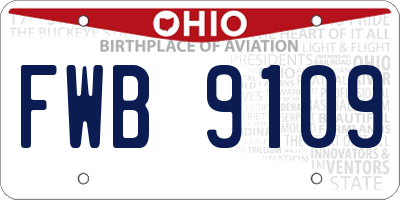 OH license plate FWB9109