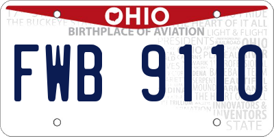 OH license plate FWB9110