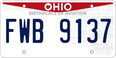 OH license plate FWB9137