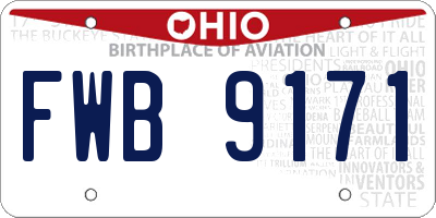 OH license plate FWB9171