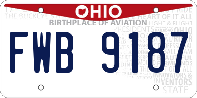 OH license plate FWB9187