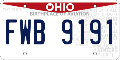 OH license plate FWB9191