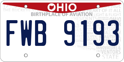 OH license plate FWB9193