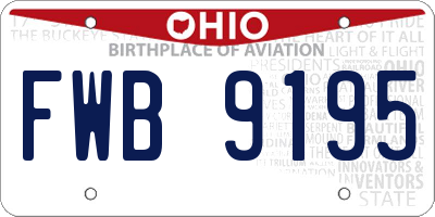 OH license plate FWB9195