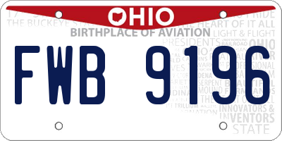 OH license plate FWB9196