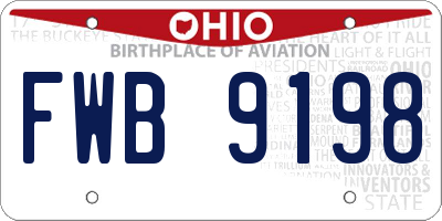 OH license plate FWB9198