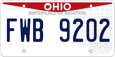 OH license plate FWB9202