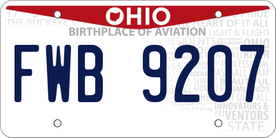 OH license plate FWB9207