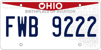 OH license plate FWB9222