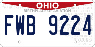 OH license plate FWB9224