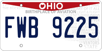 OH license plate FWB9225