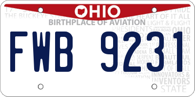 OH license plate FWB9231