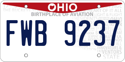 OH license plate FWB9237