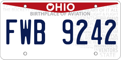 OH license plate FWB9242