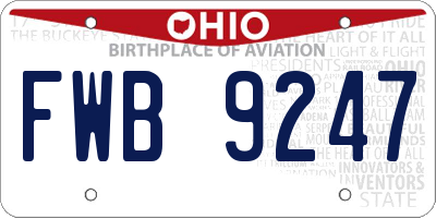 OH license plate FWB9247