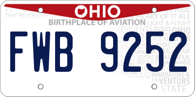 OH license plate FWB9252