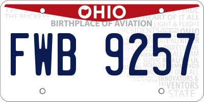 OH license plate FWB9257