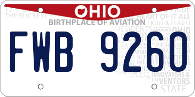 OH license plate FWB9260