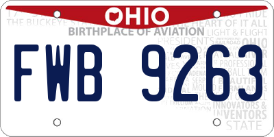 OH license plate FWB9263