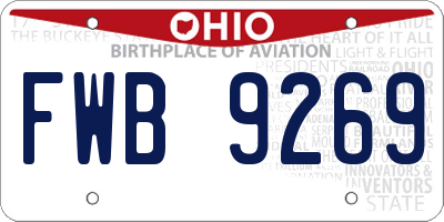 OH license plate FWB9269