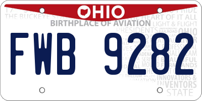 OH license plate FWB9282