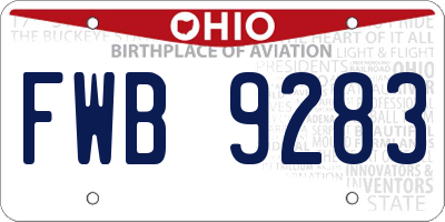 OH license plate FWB9283