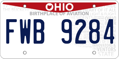 OH license plate FWB9284