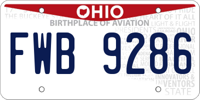 OH license plate FWB9286