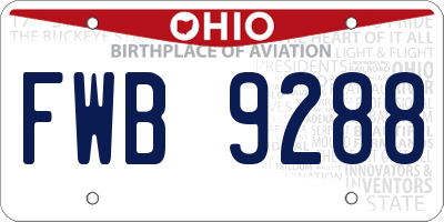 OH license plate FWB9288