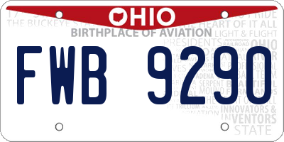 OH license plate FWB9290