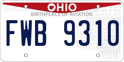 OH license plate FWB9310