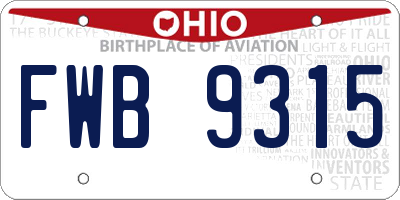OH license plate FWB9315