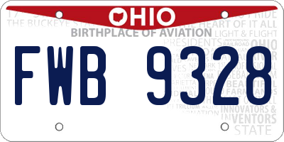 OH license plate FWB9328