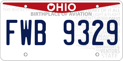 OH license plate FWB9329